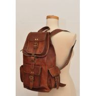 VC VINTAGE COUTURE HLC 20 Genuine Leather Retro Rucksack Backpack Brown Leather Bag Travel Backpack for Men Women