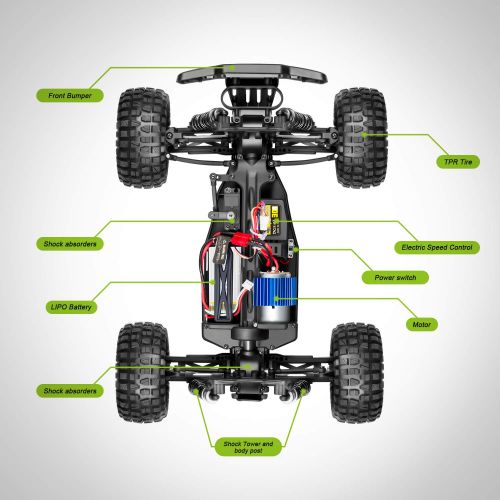  VCANNY Large Size 1: 12 Scale Electric Remote Control Truck with High Speed 40km/H 4WD 2.4Ghz, Radio Controlled Off Road RC Car Electronic Monster Truck R/C RTR Hobby Grade Cross-
