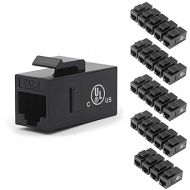 VCE CAT6 RJ45 Keystone Couplers (UL Listed), 25-Pack Ethernet Keystone Jack Female to Female UTP for Cat6/Cat5e/Cat5 Network Cable, Black