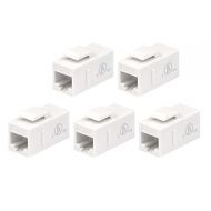 VCE UL Listed CAT6 RJ45 Keystone Jack Inline Coupler 5-Pack, Female to Female Ethernet Cable Extender - White