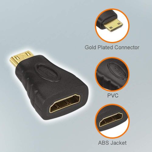  [아마존베스트]VCE 2-Pack HDMI Mini Adapter Gold Plated Mini HDMI to HDMI Connector 4K Compatible for Camera, Camcorder, DSLR, Tablet, Video Card