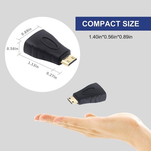  [아마존베스트]VCE 2-Pack HDMI Mini Adapter Gold Plated Mini HDMI to HDMI Connector 4K Compatible for Camera, Camcorder, DSLR, Tablet, Video Card