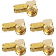 [아마존베스트]VCE 5-Pack 90 Degree Coaxial Connector, Right Angle F-Type RG6 Male to Female Adapter Gold Plated