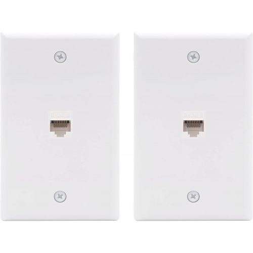  [아마존베스트]VCE 2-Pack 1 Port Ethernet Wall Plate, UL Listed RJ45 Cat6 Female to Female Keystone Jack Inline Coupler FacePlates - White