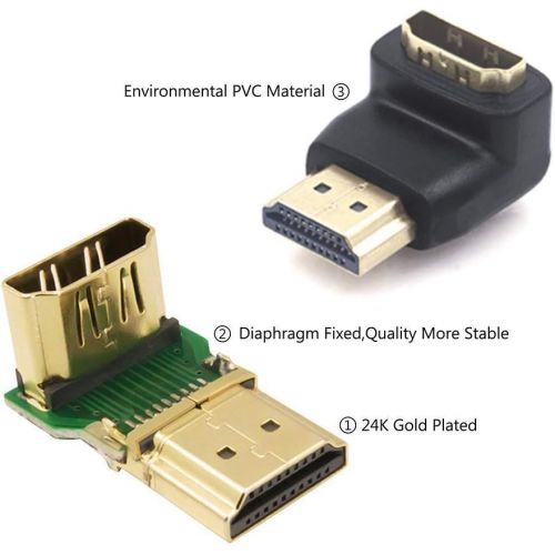  VCE HDMI 90 and 270 Degree Adapter 6-Pack, Right Angle HDMI Male to Female L Adapter Connector 3D&4K Supported