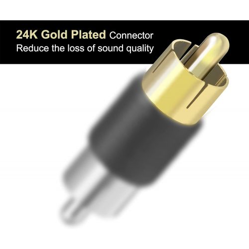  VCE RCA Male to Male Coupler 5-Pack, Gold Plated Dual Male Connector RCA M-M Adapter