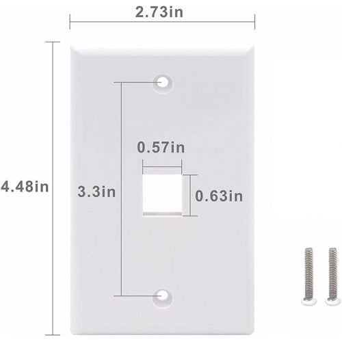  VCE 1 Port Keystone Wall Plate UL Listed (10 Pack), Single Gang Wall Plates for RJ45 Keystone Jack and Modular Inserts, White