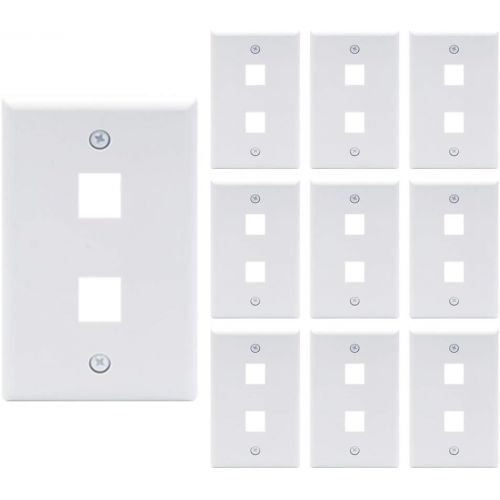  VCE 2 Port Keystone Wall Plate UL Listed (10-Pack), Single Gang Wall Plates for RJ45 Keystone Jack and Modular Inserts, White