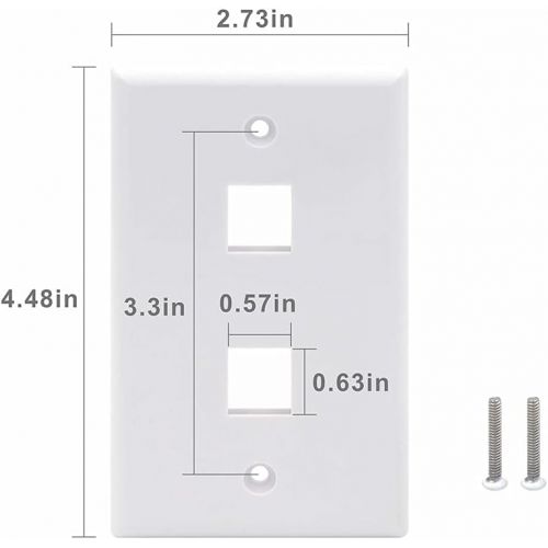  VCE 2 Port Keystone Wall Plate UL Listed (10-Pack), Single Gang Wall Plates for RJ45 Keystone Jack and Modular Inserts, White