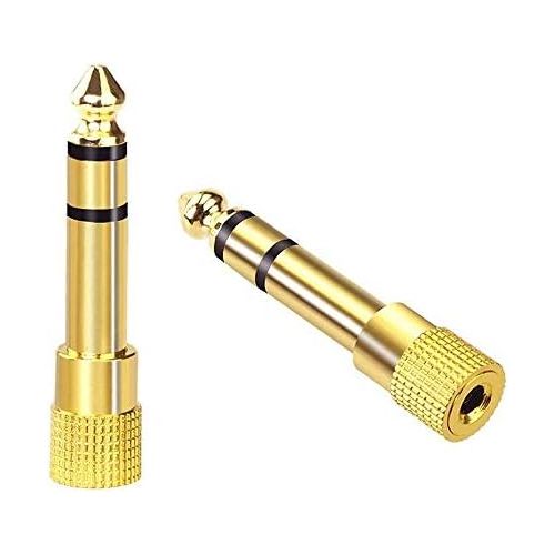  [아마존베스트]VCE HQ Audio Jack Adapter 6.35 mm Jack Male to 3.5 mm Jack Socket Adapter Stereo Headphone Adapter Gold-Plated Pack of 2