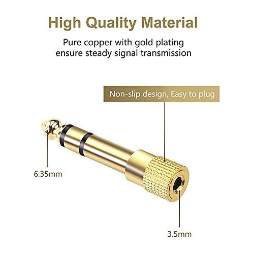  [아마존베스트]VCE HQ Audio Jack Adapter 6.35 mm Jack Male to 3.5 mm Jack Socket Adapter Stereo Headphone Adapter Gold-Plated Pack of 2