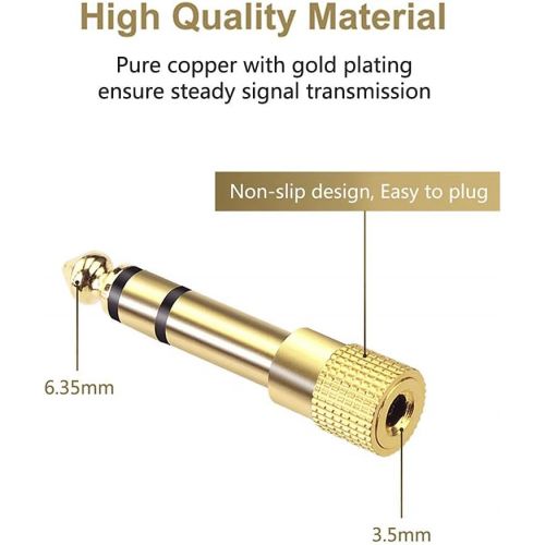  [아마존베스트]VCE HQ Audio Jack Adapter 6.35 mm Jack Male to 3.5 mm Jack Socket Adapter Stereo Headphone Adapter Gold-Plated Pack of 2