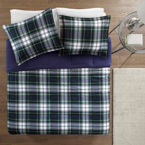  VCNY King Cal King Dark Blue Green Rustic Modern Plaid Comforter Set Teen Boys Bedding Set Lodge Cabin Farmhouse Bedroom