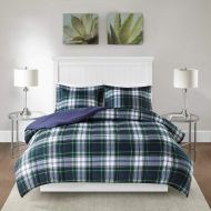 VCNY Full Queen Dark Blue Green Rustic Modern Plaid Comforter Set Teen Boys Bedding Set Lodge Cabin Farmhouse Bedroom