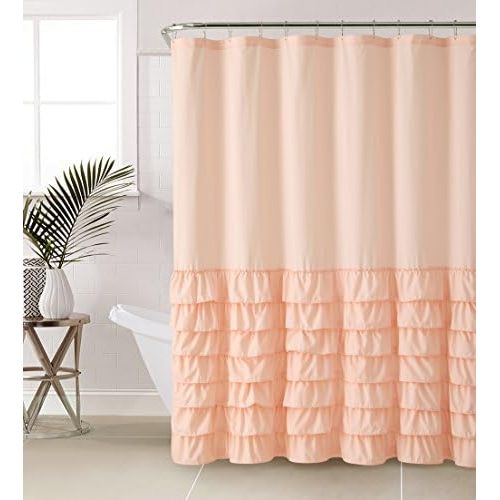  VCNY Home | Melanie Collection | Bathroom Shower Curtain-Ruffle Fabric Design-Mold & Mildew Resistant, Machine Washable, 72x72, Pink