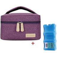 [아마존베스트]YKing Breastmilk Cooler with Ice Pack Healthy Baby Daycare Set - Keep Food Warm or Cool for Go Out Lunch Bag-Large Capacity Storage for 6 Breastmilk Bottles in 5oz Bottle Tote Bags,Purpl