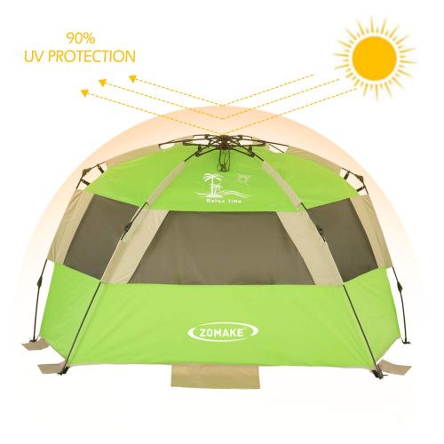  VCOSTORE Beach Tent Large Instant Beach Shelter 4 People with Sun Protection Design, Pop Up Waterproof Sun Shelter for Fishing Beach Adults Family