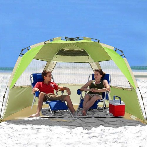  VCOSTORE Beach Tent Large Instant Beach Shelter 4 People with Sun Protection Design, Pop Up Waterproof Sun Shelter for Fishing Beach Adults Family