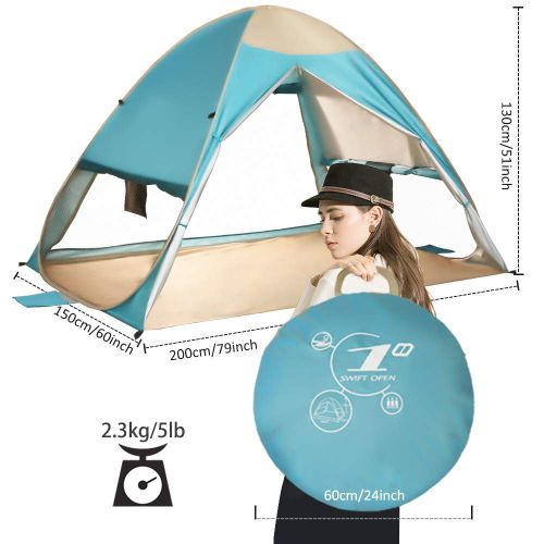  VCOSTORE Automatic Pop Up Beach Tent Instant Portable Sun Shelter with Anti UV,Privacy Protection &Ventilation Design,2-4 Person Tent for Beach Outdoor