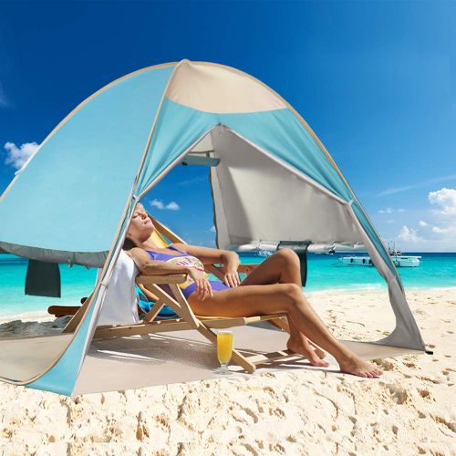  VCOSTORE Automatic Pop Up Beach Tent Instant Portable Sun Shelter with Anti UV,Privacy Protection &Ventilation Design,2-4 Person Tent for Beach Outdoor