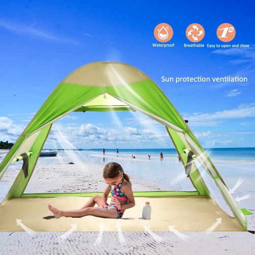  VCOSTORE Automatic Pop Up Beach Tent Instant Portable Sun Shelter with Anti UV,Privacy Protection &Ventilation Design,2-4 Person Tent for Beach Outdoor