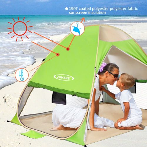  VCOSTORE Automatic Pop Up Beach Tent Instant Portable Sun Shelter with Anti UV,Privacy Protection &Ventilation Design,2-4 Person Tent for Beach Outdoor