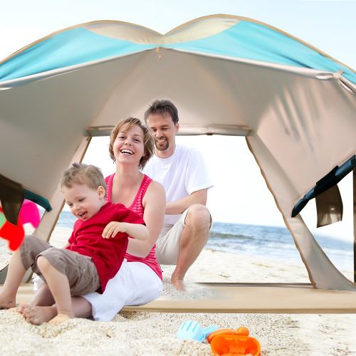  VCOSTORE Automatic Pop Up Beach Tent Instant Portable Sun Shelter with Anti UV,Privacy Protection &Ventilation Design,2-4 Person Tent for Beach Outdoor