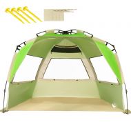 VCOSTORE Beach Tent Large Instant Beach Shelter 4 People with Sun Protection Design, Pop Up Waterproof Sun Shelter for Fishing Beach Adults Family