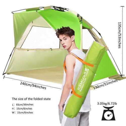  VCOSTORE Beach Tent Large Instant Beach Shelter 4 People with Sun Protection Design, Pop Up Waterproof Sun Shelter for Fishing Beach Adults Family