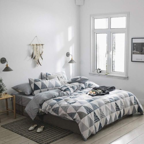  VClife Cotton Bedding Duvet Cover Sets King Arrow Print Bedding Sets- Zipper Closure & Corner Ties (1 Duvet Cover + 2 Pillow Cases)