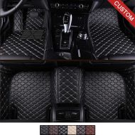 VEAOO Custom Car Floor Mats for Maserati Levante 2016-2019 Laser Measured Faux Leather, All Weather Full Coverage Waterproof Carpets XPE Car Liner (Black with Beige Stitching)