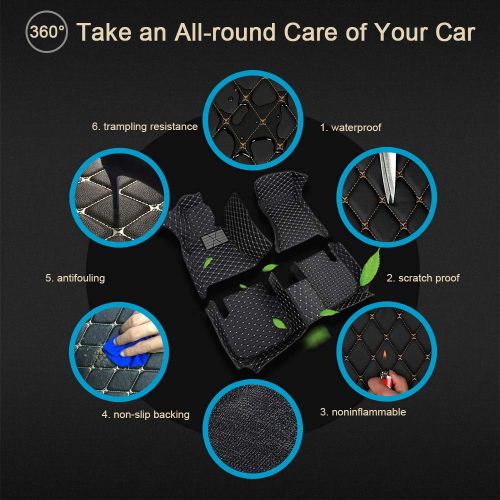  VEAOO Custom Car Floor Mats for Mercedes-Benz E Class/AMG W211 Sedan 2002-2008, Laser Measured Faux Leather All Weather Full Coverage Waterproof Carpets XPE Car Liner (Black with R