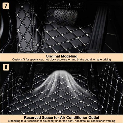  VEAOO Custom Car Floor Mats for Mercedes-Benz E Class/AMG W211 Sedan 2002-2008, Laser Measured Faux Leather All Weather Full Coverage Waterproof Carpets XPE Car Liner (Beige)