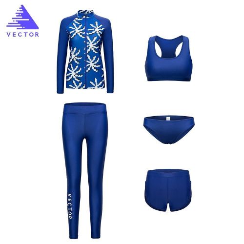  VECTOR 5Pcs Women Long Sleeve Wetsuit Swimsuit Shirt Watersports Surfing Pants Diving Snorkeling Suits UPF 50+ UV Sun Protection