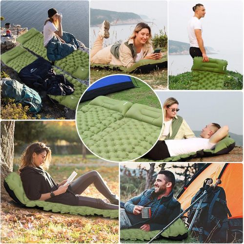  VECUKTY Inflatable Camping Sleeping Pads w/Pillow, Upgraded Ultralight Air Sleeping Mat with Pump Durable Waterproof for Camping, Backpacking, Hiking, Compact & Lightweight Outdoor Air Mat