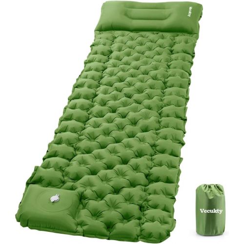  VECUKTY Inflatable Camping Sleeping Pads w/Pillow, Upgraded Ultralight Air Sleeping Mat with Pump Durable Waterproof for Camping, Backpacking, Hiking, Compact & Lightweight Outdoor Air Mat