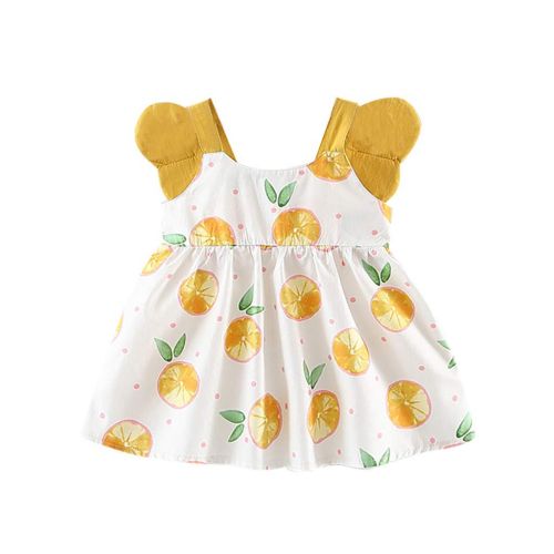  VEFSU Fashion Toddler Baby Girls Fruit Peach Print Princess Dress Casual Clothes