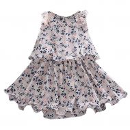 VEFSU Toddler Baby Girls Floral Cotton Sleeveless Flowers A-Line Skirt Princess Dresses