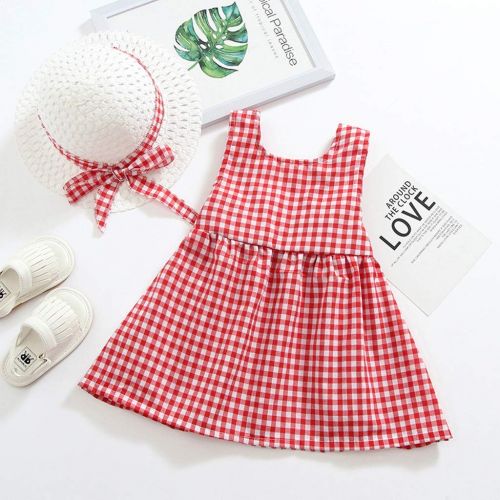  VEFSU Toddler Kid Baby Girl Printed Bow Princess Dress+Hat Outfits Set