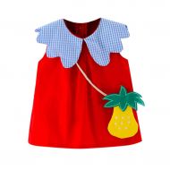 VEFSU Toddler Kid Baby Girl Plaid Printed Fruit Bag Princess Dress Clothing