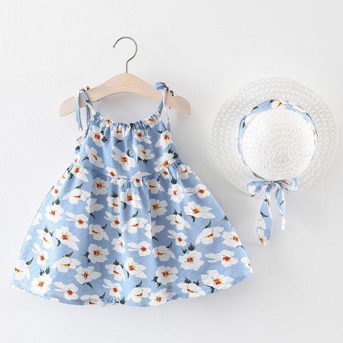  VEFSU Toddler Baby Kids Girls Sleeveless Floral Princess Dresses Bow Hat Outfits