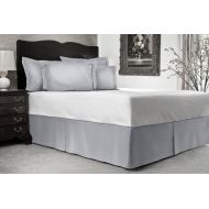 VEGAS HOTEL COLLECTION Hotel Series Luxurious Look 1-PC Split Corner Tailored Bed Skirt (Solid) 500 Thread Count Classic Egyptian Cotton with 16 Inch Drop Length (Queen Size, Silver Grey)