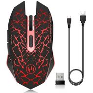 [아마존핫딜][아마존 핫딜] VEGCOO C12 Rechargeable Wireless Gaming Mouse Mice Silent Click Cordless Mouse 7 Smart Buttons PC Gaming Mouse Mice Advanced Technology with 2.4GHZ Up to 2400DPI (C12 Red)