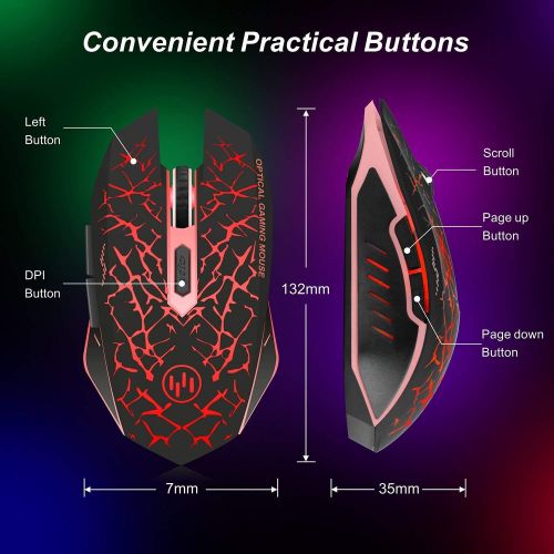  [아마존핫딜][아마존 핫딜] VEGCOO C12 Rechargeable Wireless Gaming Mouse Mice Silent Click Cordless Mouse 7 Smart Buttons PC Gaming Mouse Mice Advanced Technology with 2.4GHZ Up to 2400DPI (C12 Red)