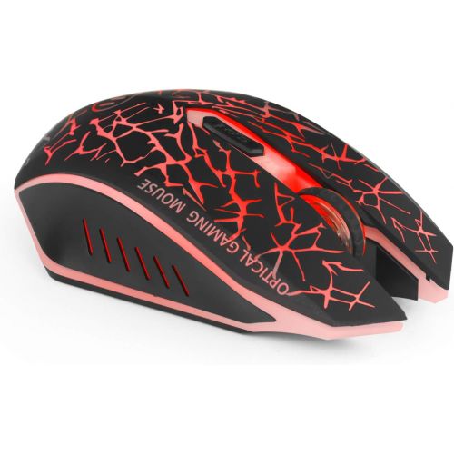  [아마존핫딜][아마존 핫딜] VEGCOO C12 Rechargeable Wireless Gaming Mouse Mice Silent Click Cordless Mouse 7 Smart Buttons PC Gaming Mouse Mice Advanced Technology with 2.4GHZ Up to 2400DPI (C12 Red)