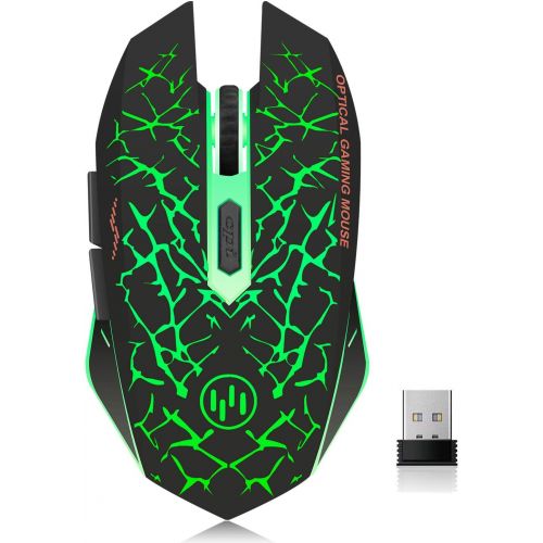  VEGCOO C12 Rechargeable Wireless Gaming Mouse Mice Silent Click Cordless Mouse 7 Smart Buttons PC Gaming Mouse Mice Advanced Technology with 2.4GHZ Up to 2400DPI (C12 Green)…