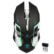 VEGCOO C9s (Updated Version) Wireless Gaming Mouse, Rechargeable Silent Click Mice with Nano Receiver, Changing Breathing Backlit, 3 Adjustable DPI Up to 2400 for Laptop, PC, MacBo