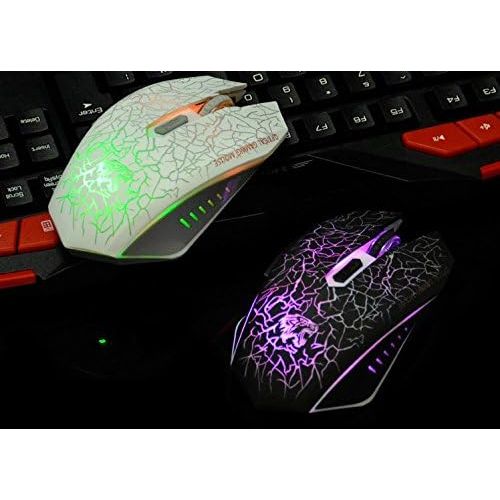  VEGCOO C10 Wireless Gaming Mouse Rechargeable Silent Optical Mice 7 Colors LED Lights, 7 Buttons 2400/1600/800DPI (Black)