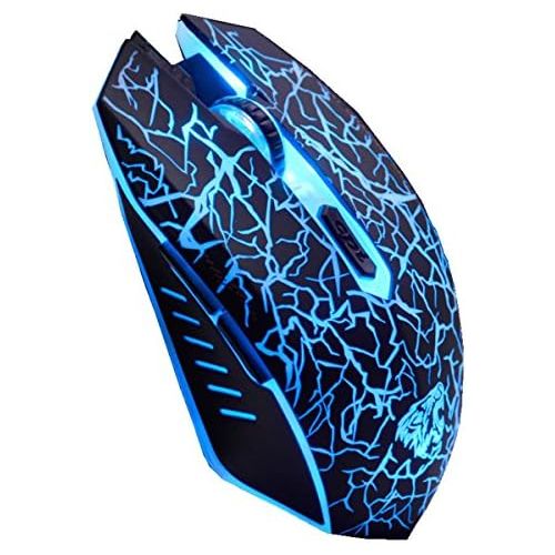  VEGCOO C10 Wireless Gaming Mouse Rechargeable Silent Optical Mice 7 Colors LED Lights, 7 Buttons 2400/1600/800DPI (Black)