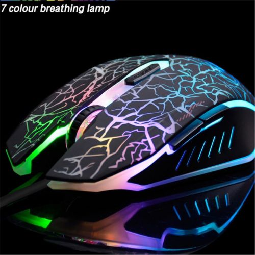  VEGCOO C10 Wireless Gaming Mouse Rechargeable Silent Optical Mice 7 Colors LED Lights, 7 Buttons 2400/1600/800DPI (Black)